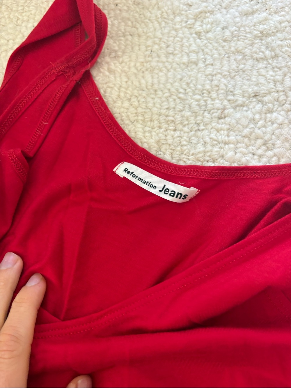Reformation Red Wrap Maxi Dress with Tie Waist - Picture 3 of 5